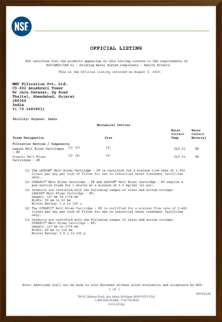 NSF Certificate #C0751134-061